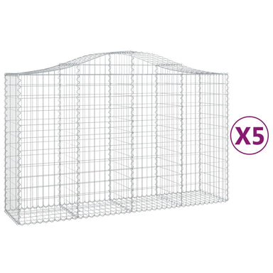 Schanskorven 5 St Gewelfd 200X50X120/140 Cm Ijzer 200 x 50 x 120/140 cm