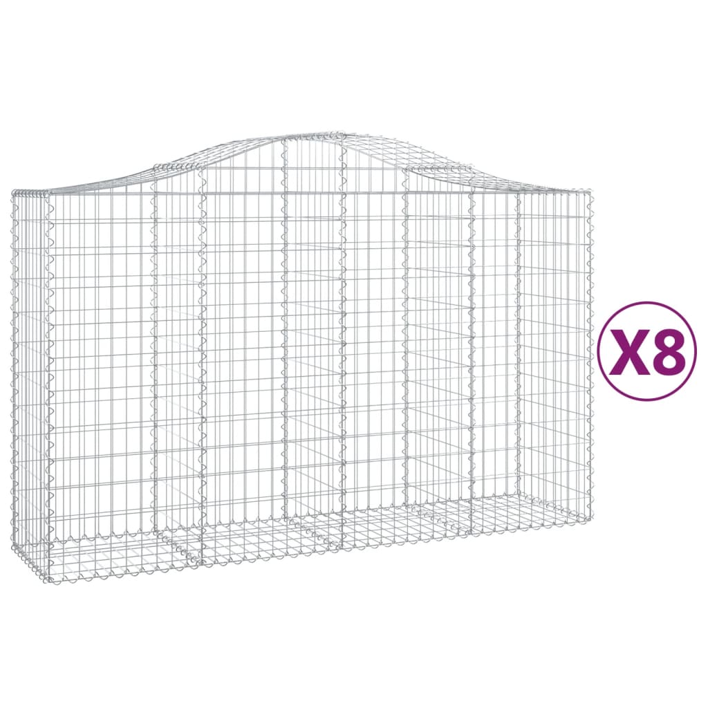 Schanskorven 8 St Gewelfd 200X50X120/140 Cm Ijzer 200 x 50 x 120/140 cm