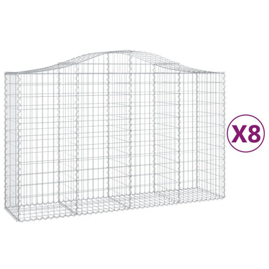 Schanskorven 8 St Gewelfd 200X50X120/140 Cm Ijzer 200 x 50 x 120/140 cm