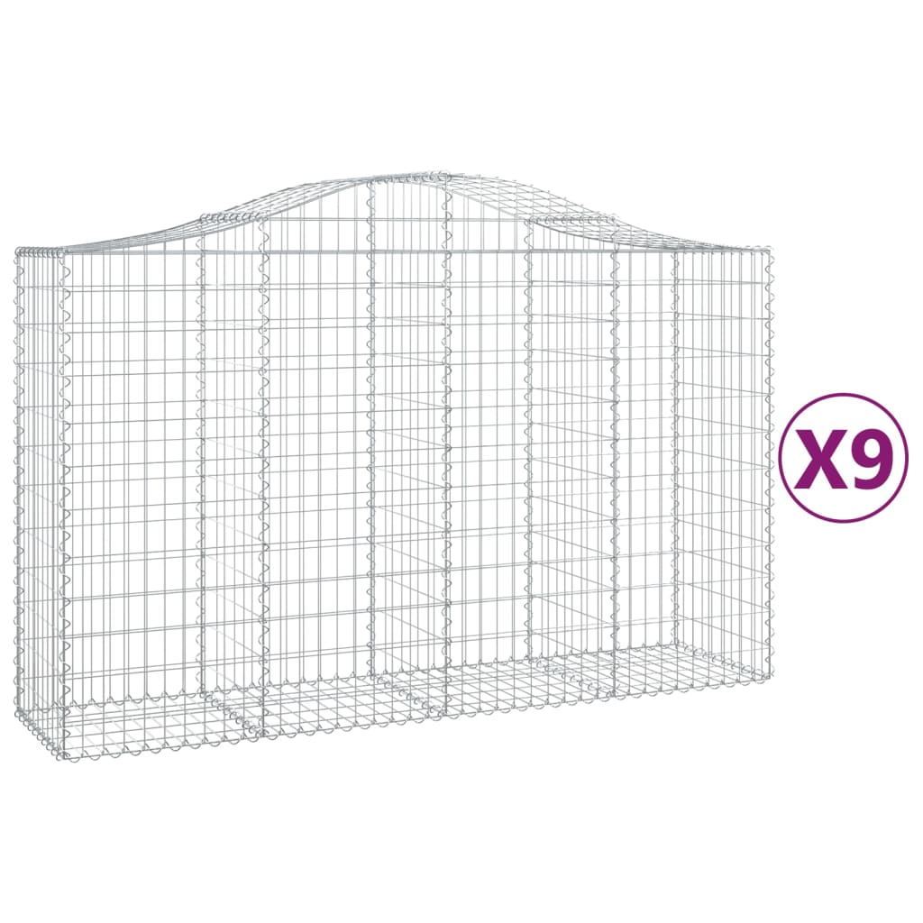 Schanskorven 9 St Gewelfd 200X50X120/140 Cm Ijzer 200 x 50 x 120/140 cm