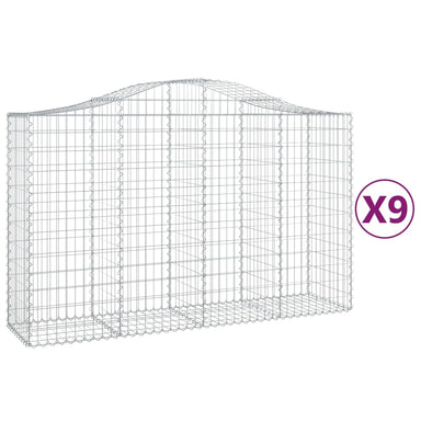 Schanskorven 9 St Gewelfd 200X50X120/140 Cm Ijzer 200 x 50 x 120/140 cm