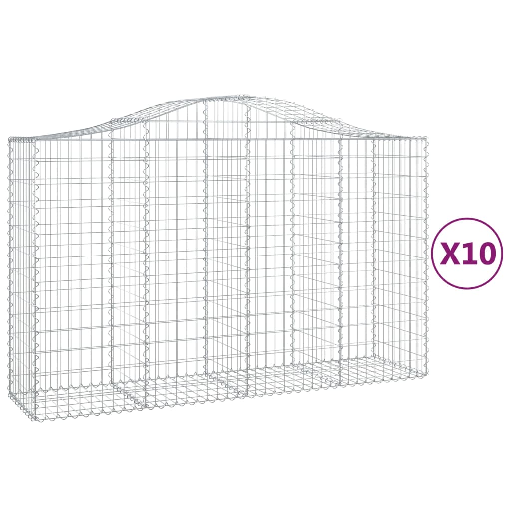 Schanskorven 10 St Gewelfd 200X50X120/140 Cm Ijzer 200 x 50 x 120/140 cm