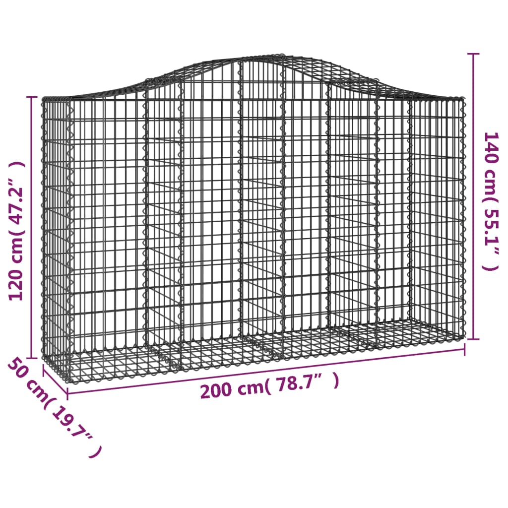 Schanskorven 10 St Gewelfd 200X50X120/140 Cm Ijzer 200 x 50 x 120/140 cm