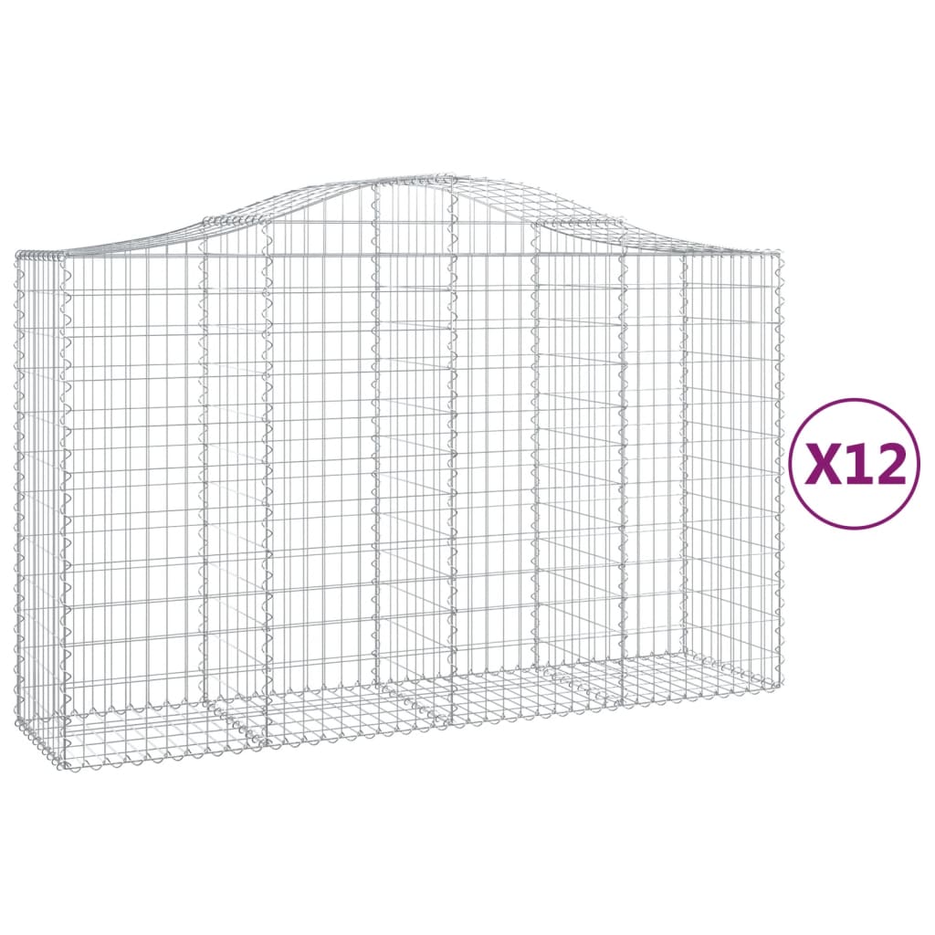 Schanskorven 12 St Gewelfd 200X50X120/140 Cm Ijzer 200 x 50 x 120/140 cm