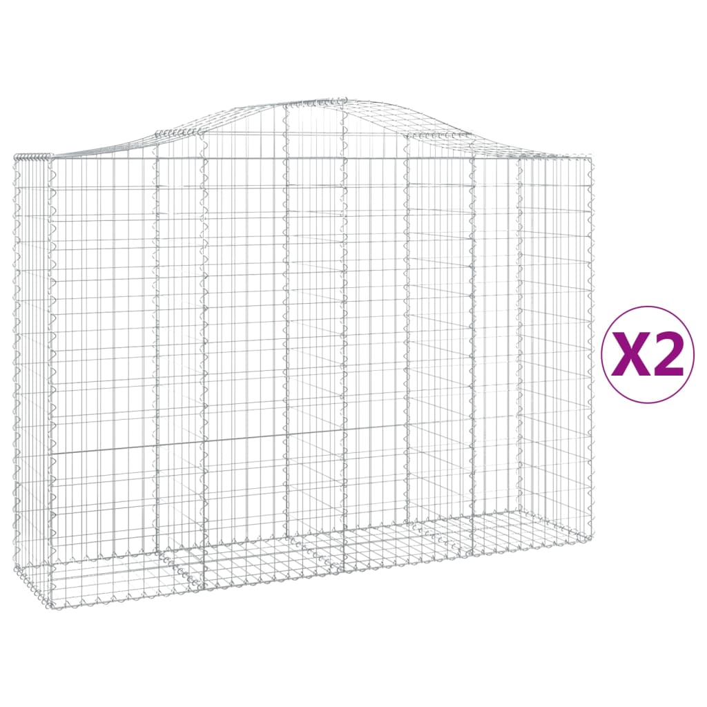 Schanskorven 2 St Gewelfd 200X50X140/160 Cm Ijzer 200 x 50 x 140/160 cm