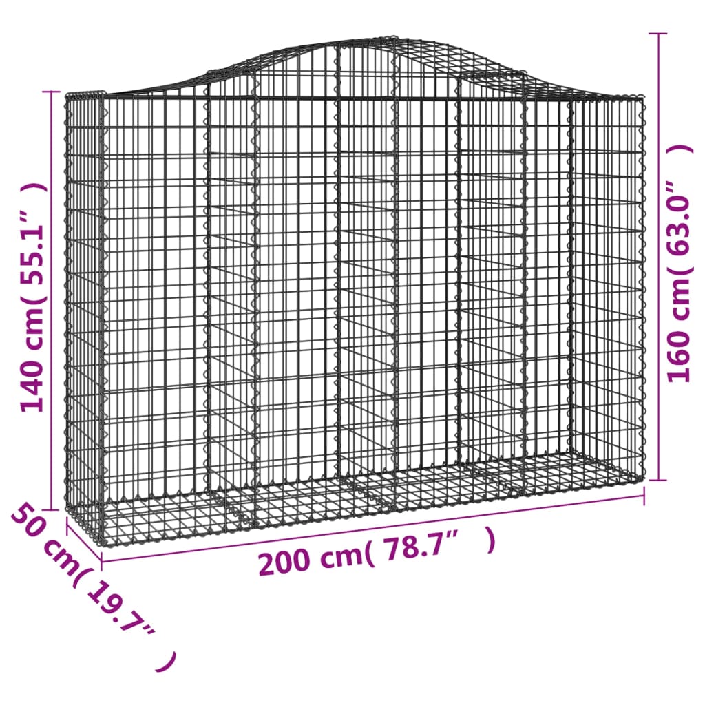 Schanskorven 2 St Gewelfd 200X50X140/160 Cm Ijzer 200 x 50 x 140/160 cm