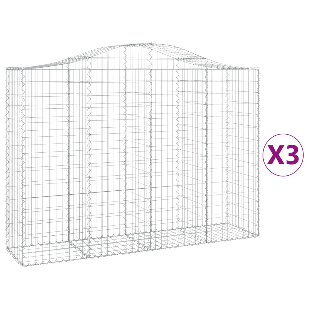 Schanskorven 3 St Gewelfd 200X50X140/160 Cm Ijzer 200 x 50 x 140/160 cm
