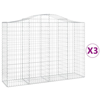 Schanskorven 3 St Gewelfd 200X50X140/160 Cm Ijzer 200 x 50 x 140/160 cm