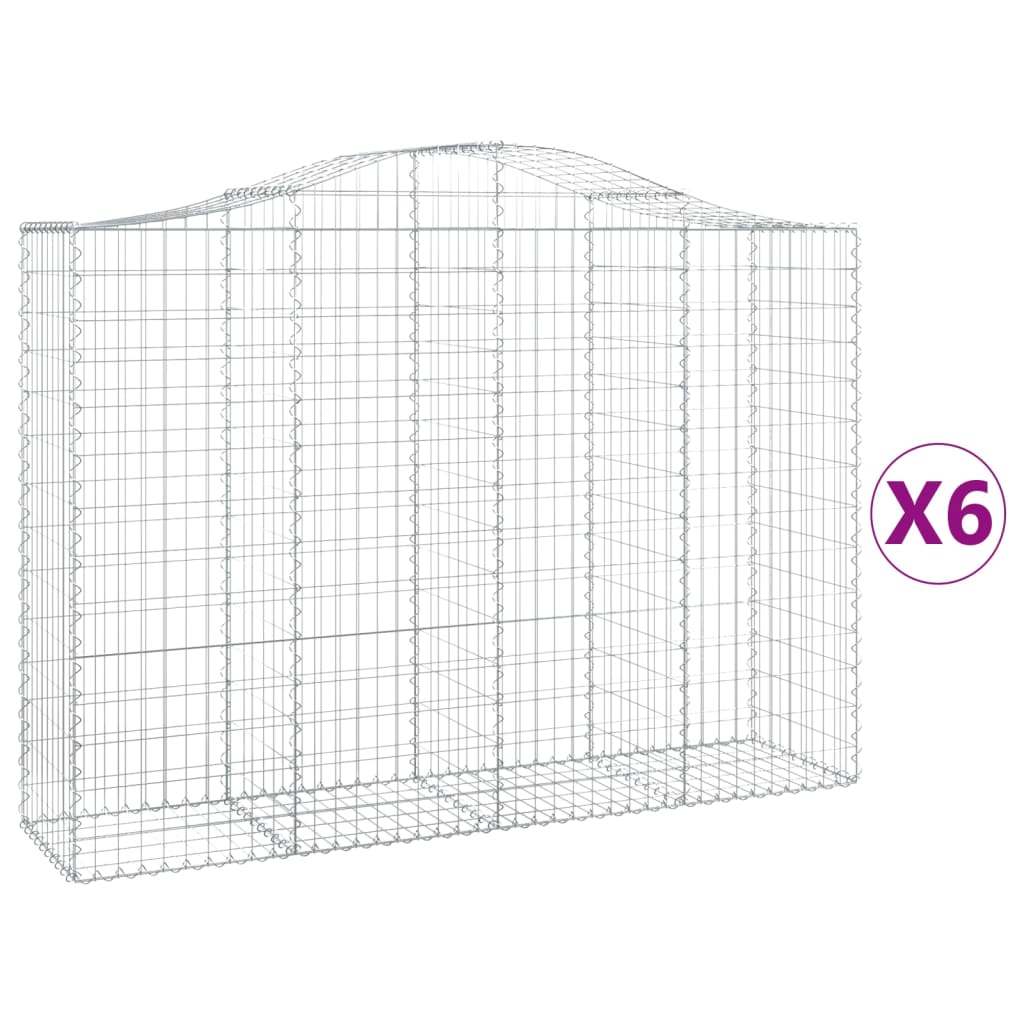 Schanskorven 6 St Gewelfd 200X50X140/160 Cm Ijzer 200 x 50 x 140/160 cm