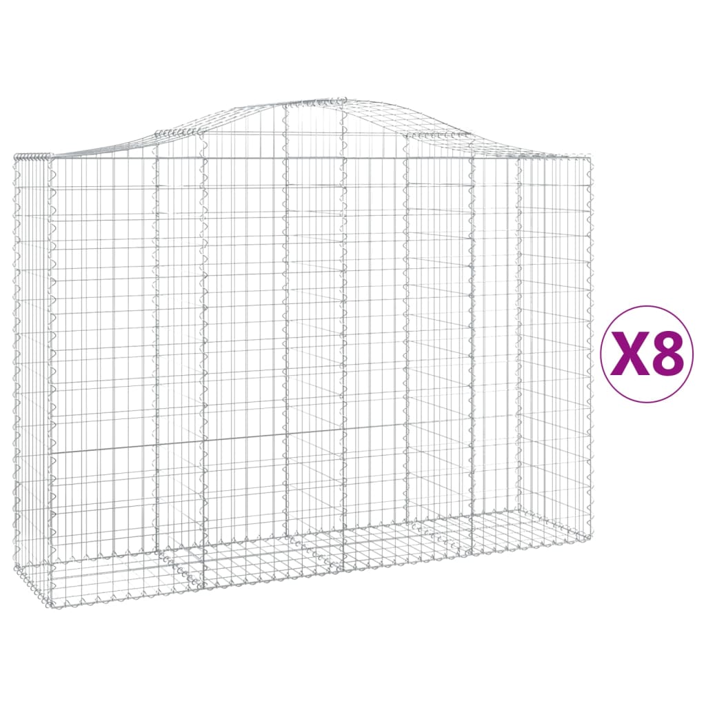 Schanskorven 8 St Gewelfd 200X50X140/160 Cm Ijzer 200 x 50 x 140/160 cm