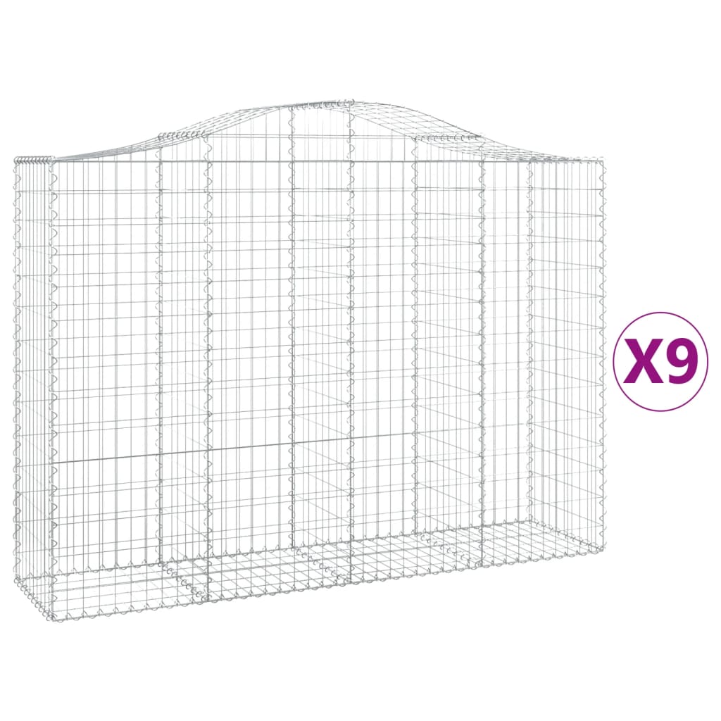 Schanskorven 9 St Gewelfd 200X50X140/160 Cm Ijzer 200 x 50 x 140/160 cm