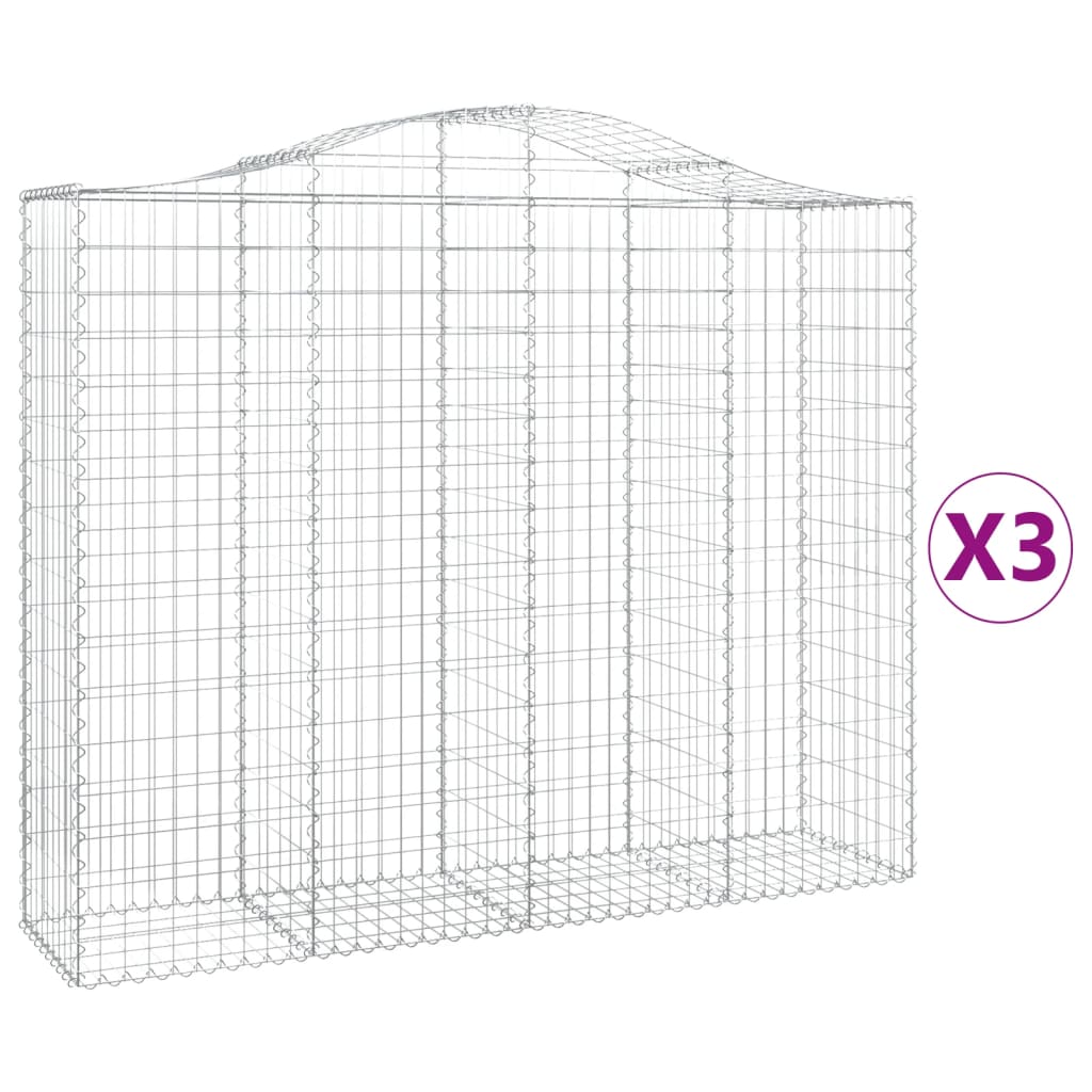 Schanskorven 3 St Gewelfd 200X50X160/180 Cm Ijzer 200 x 50 x 160/180 cm