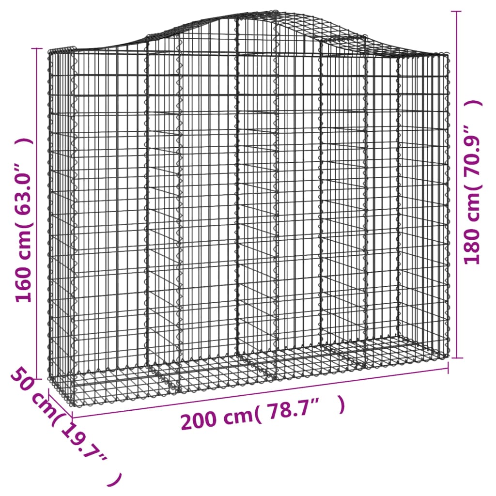 Schanskorven 4 St Gewelfd 200X50X160/180 Cm Ijzer 200 x 50 x 160/180 cm
