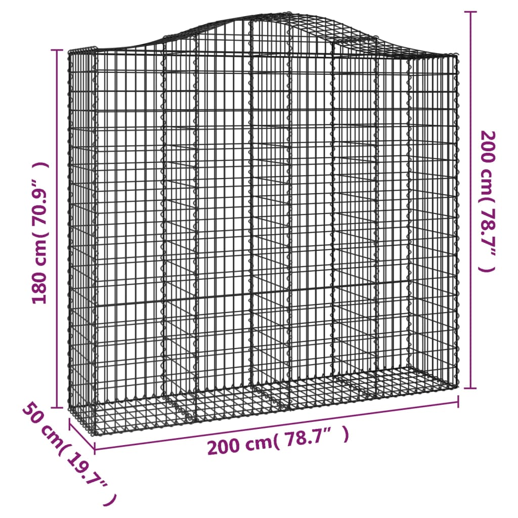Schanskorven 3 St Gewelfd 200X50X180/200 Cm Ijzer 200 x 50 x 180/200 cm