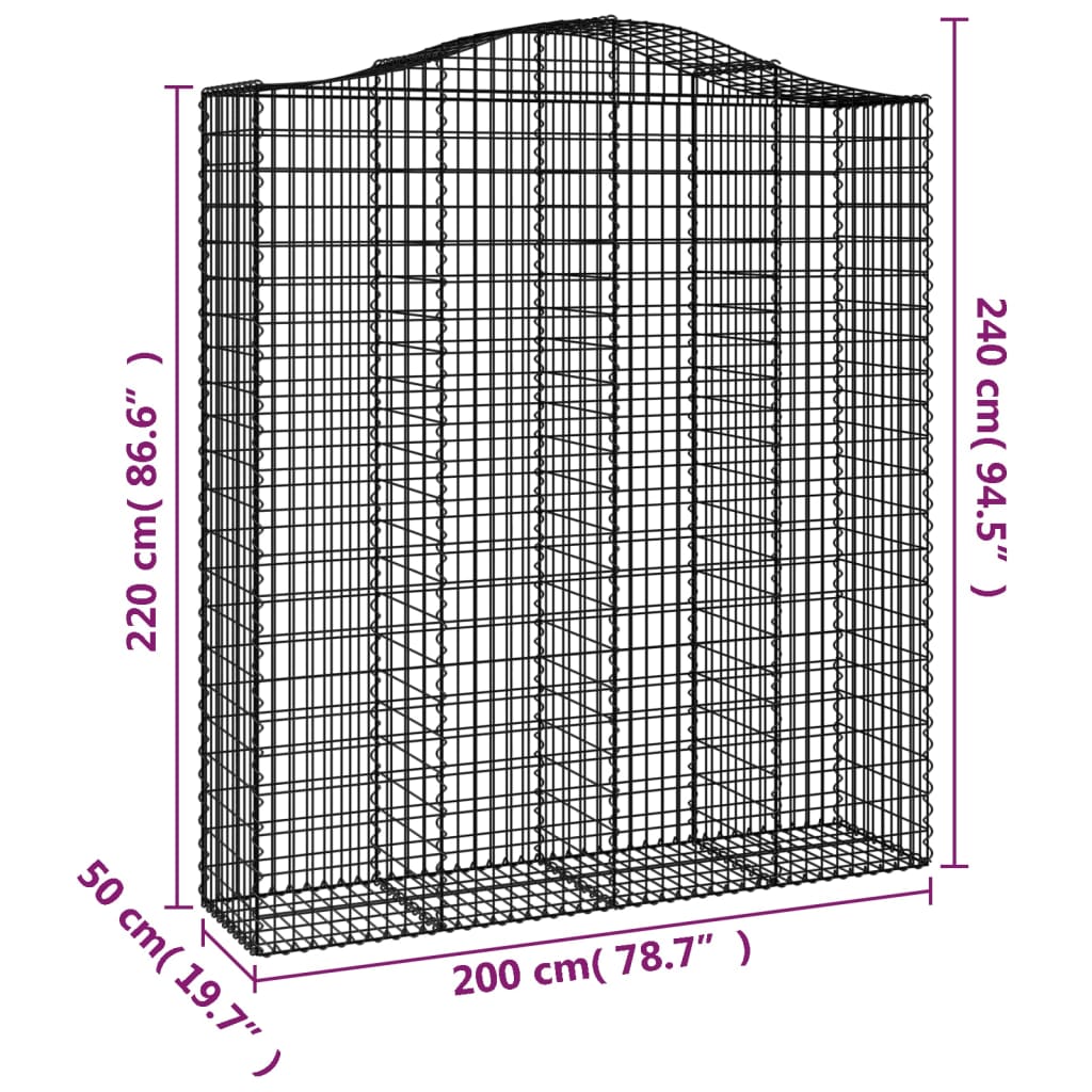 Schanskorven 2 St Gewelfd 200X50X220/240 Cm Ijzer 200 x 50 x 220/240 cm