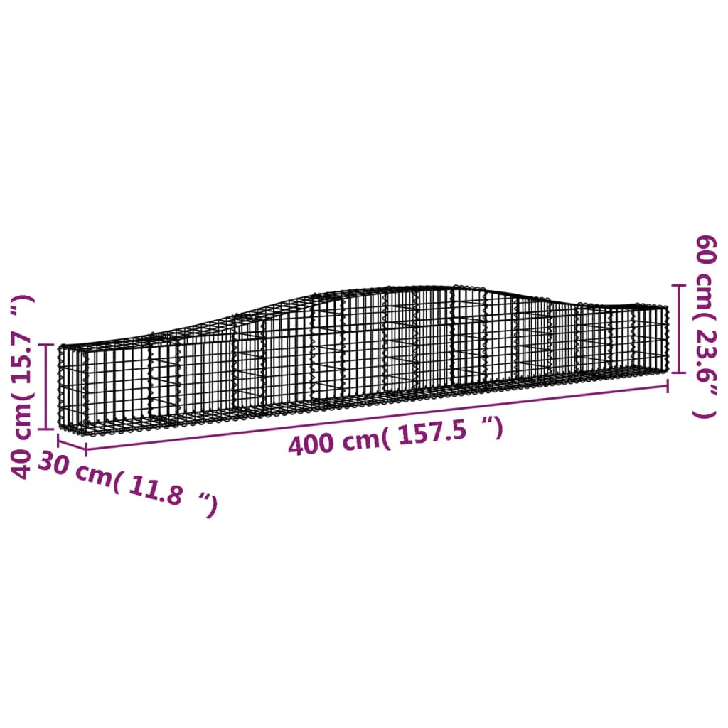 Schanskorven 5 St Gewelfd 400X30X40/60 Cm Ijzer 400 x 30 x 40/60 cm