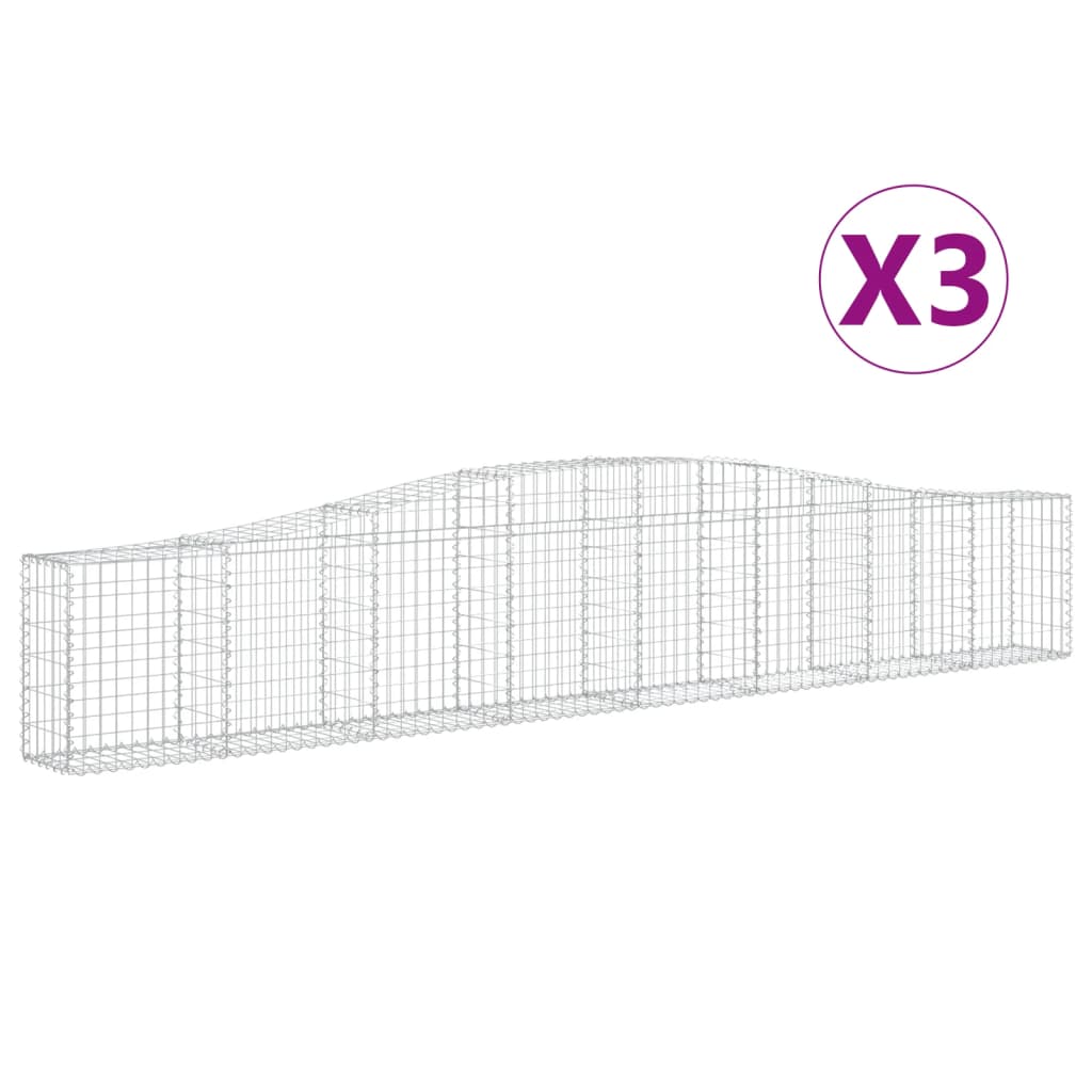 Schanskorven 3 St Gewelfd 400X30X60/80 Cm Ijzer 400 x 30 x 60/80 cm