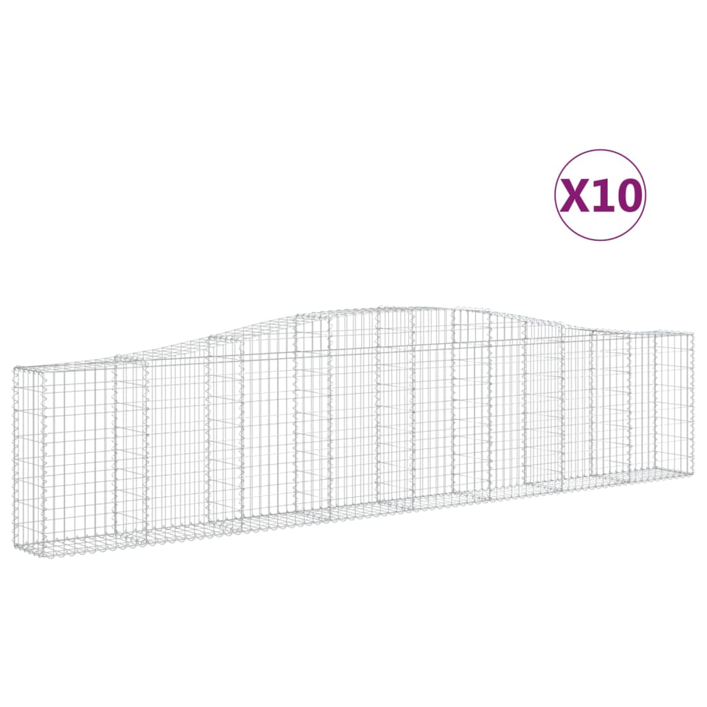 Schanskorven 10 St Gewelfd 400X30X80/100 Cm Ijzer 400 x 30 x 80/100 cm