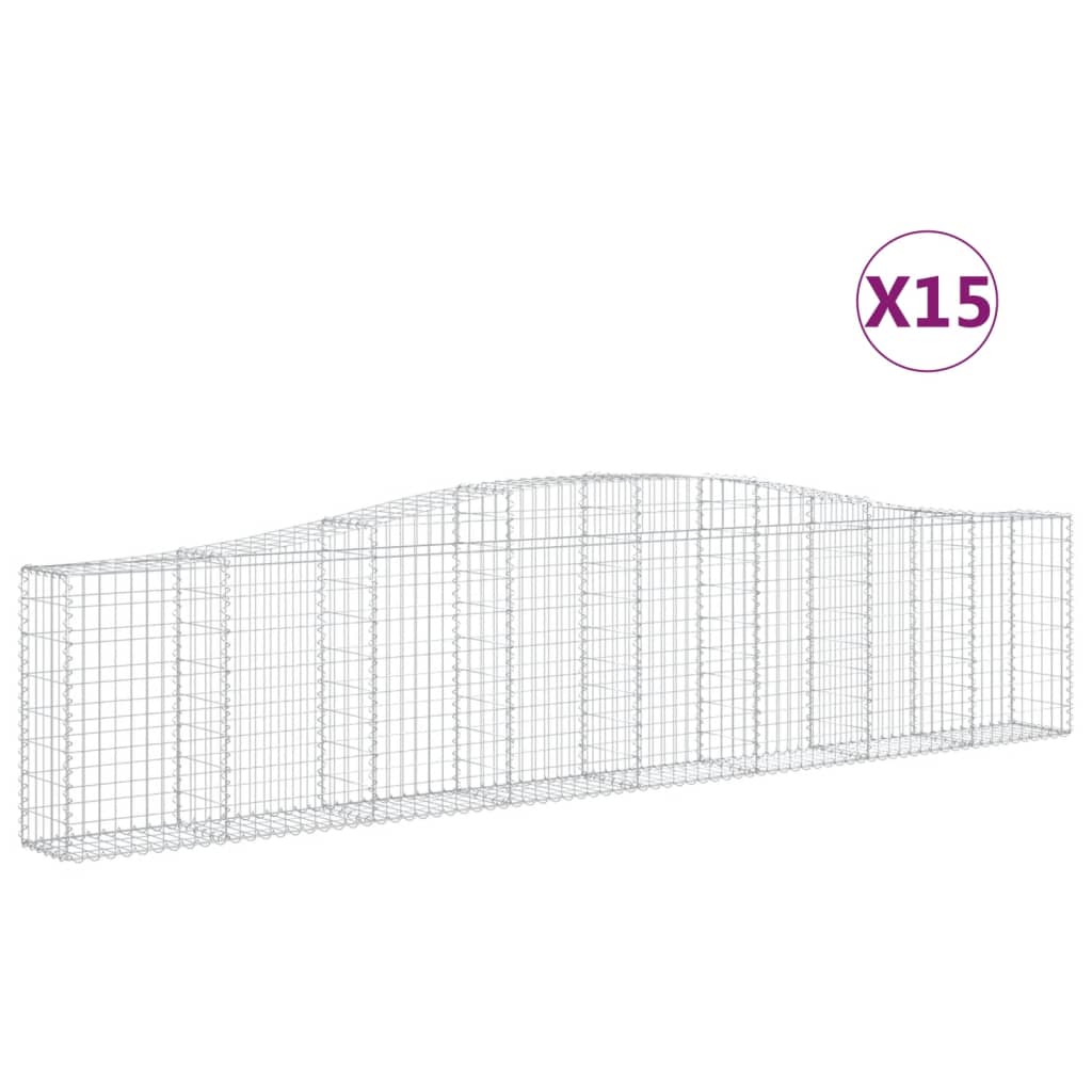 Schanskorven 15 St Gewelfd 400X30X80/100 Cm Ijzer 400 x 30 x 80/100 cm