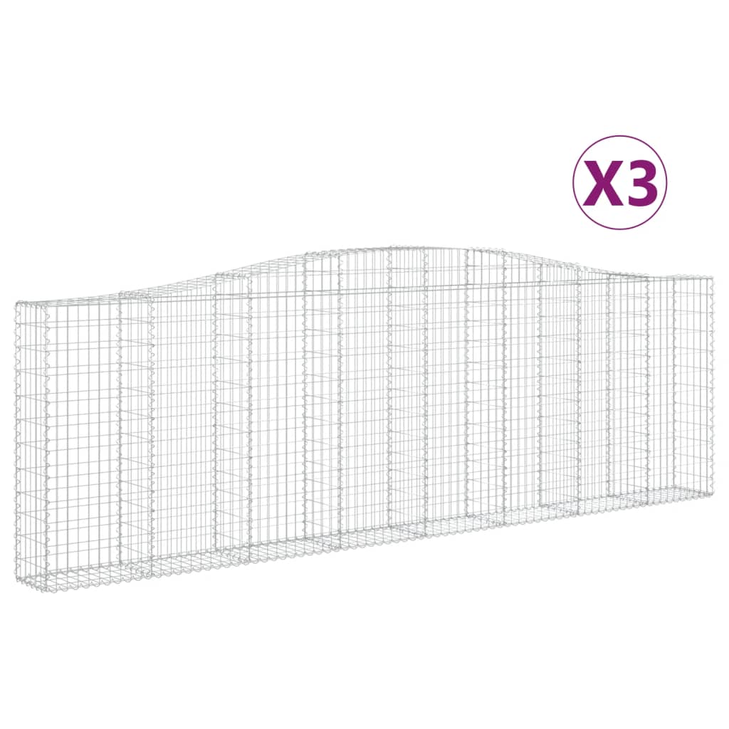 Schanskorven 3 St Gewelfd 400X30X120/140 Cm Ijzer 400 x 30 x 120/140 cm