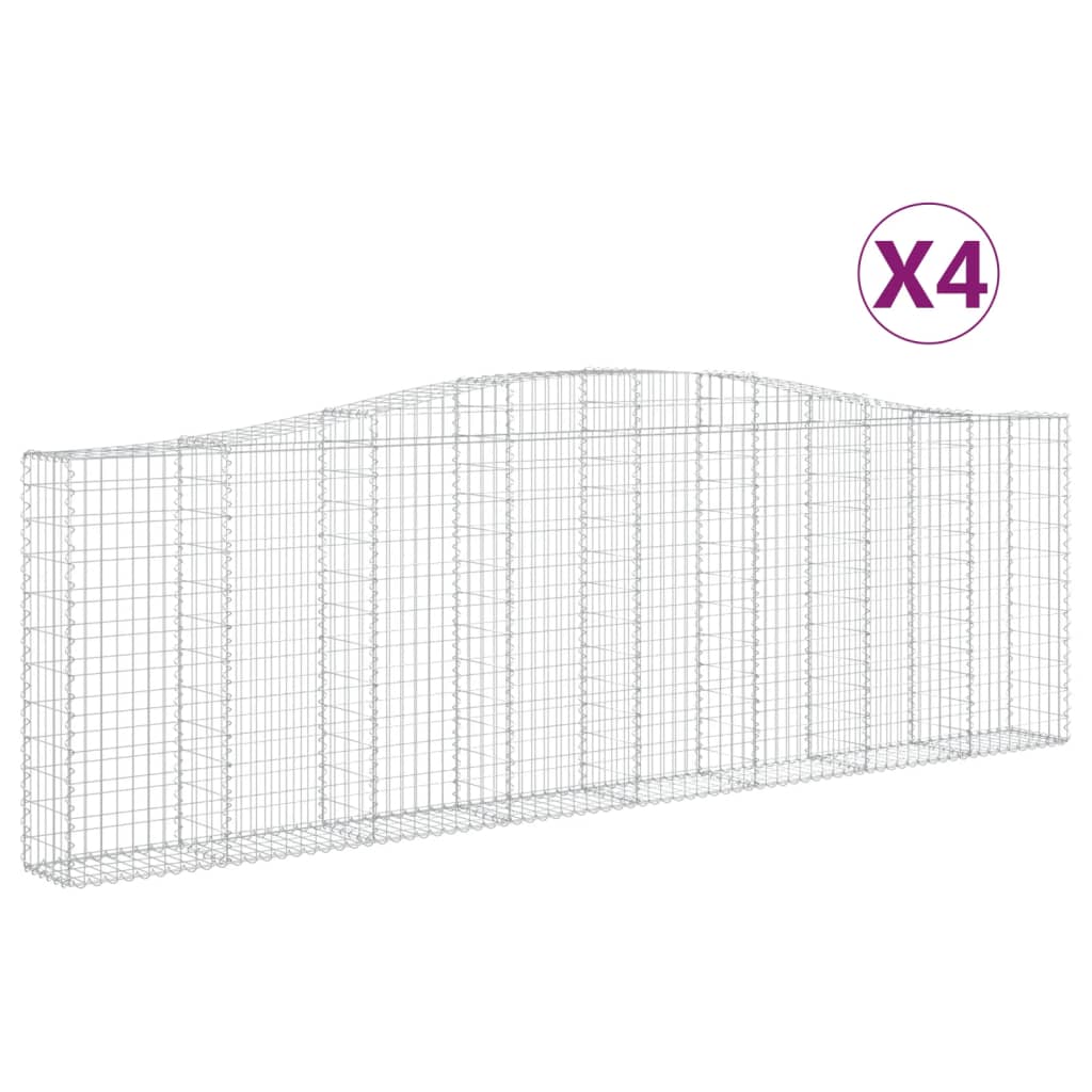 Schanskorven 4 St Gewelfd 400X30X120/140 Cm Ijzer 400 x 30 x 120/140 cm