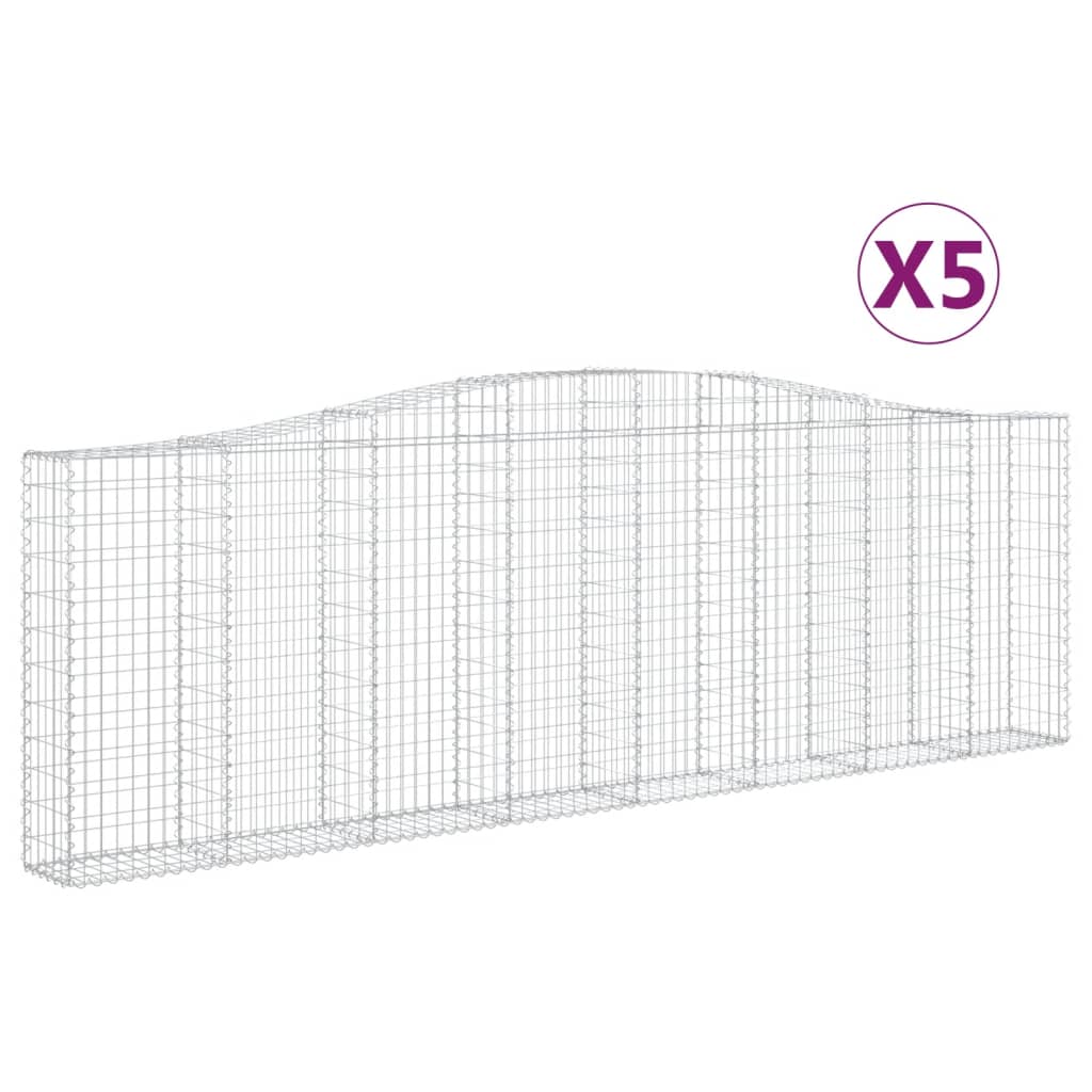 Schanskorven 5 St Gewelfd 400X30X120/140 Cm Ijzer 400 x 30 x 120/140 cm