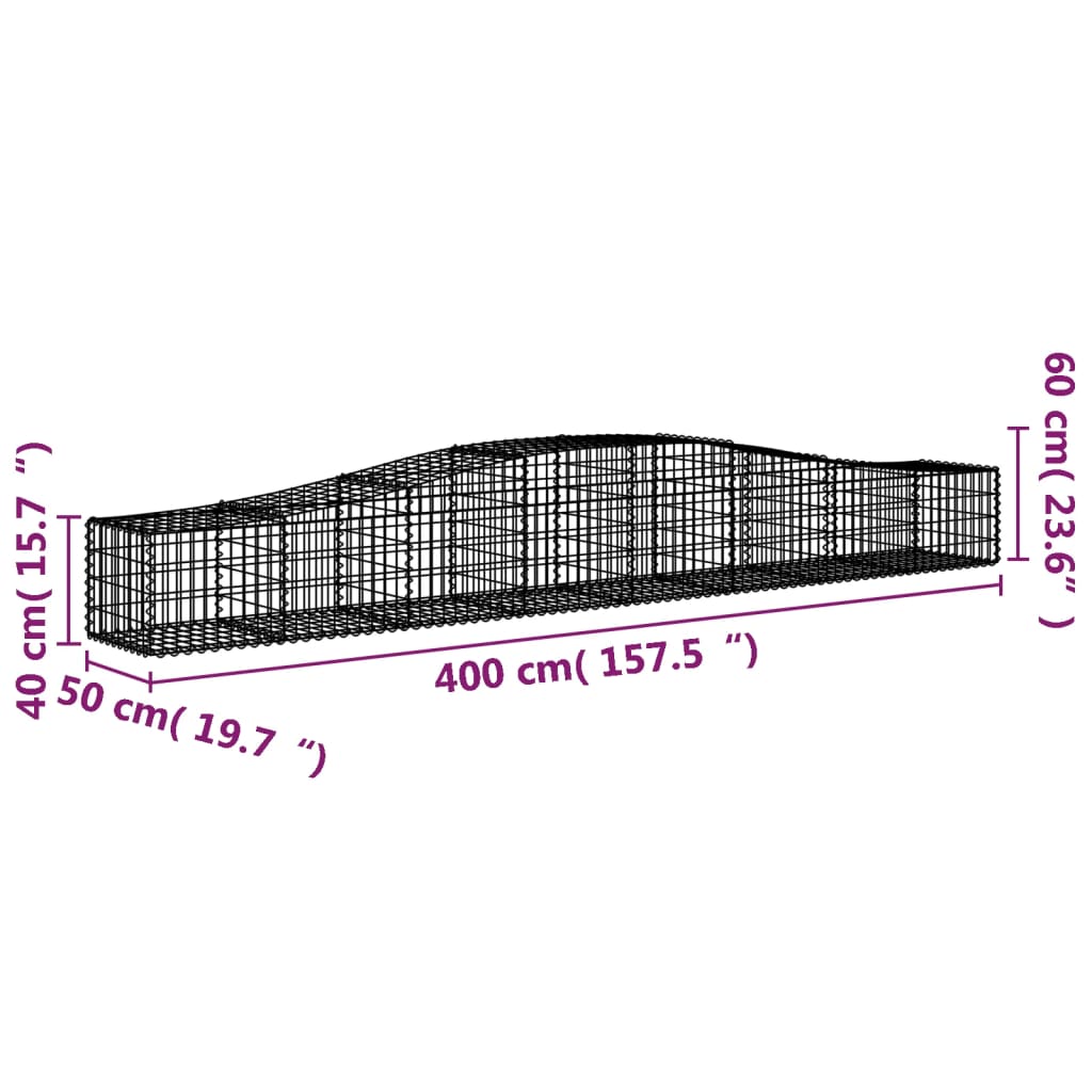 Schanskorven 6 St Gewelfd 400X50X40/60 Cm Ijzer 400 x 50 x 40/60 cm