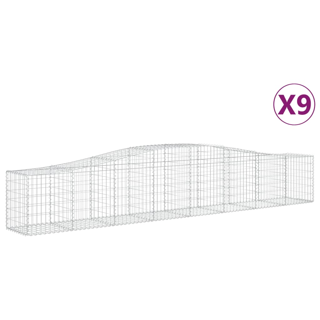 Schanskorven 9 St Gewelfd 400X50X60/80 Cm Gegalvaniseerd Ijzer 400 x 50 x 60/80 cm