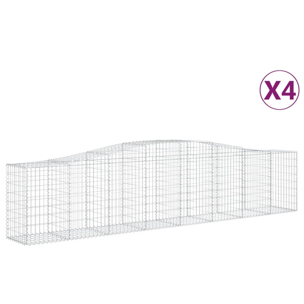 Schanskorven 4 St Gewelfd 400X50X80/100 Cm Gegalvaniseerd Ijzer 400 x 50 x 80/100 cm