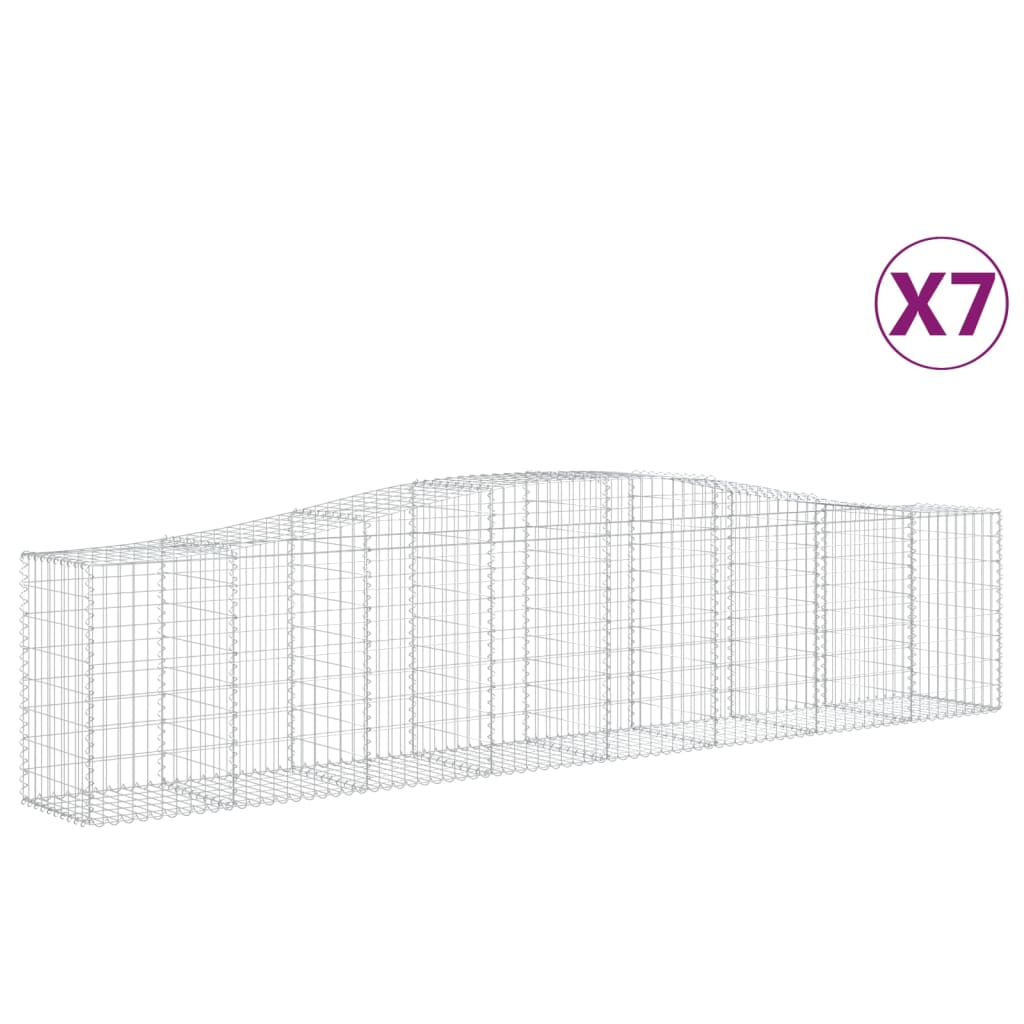 Schanskorven 7 St Gewelfd 400X50X80/100 Cm Gegalvaniseerd Ijzer 400 x 50 x 80/100 cm