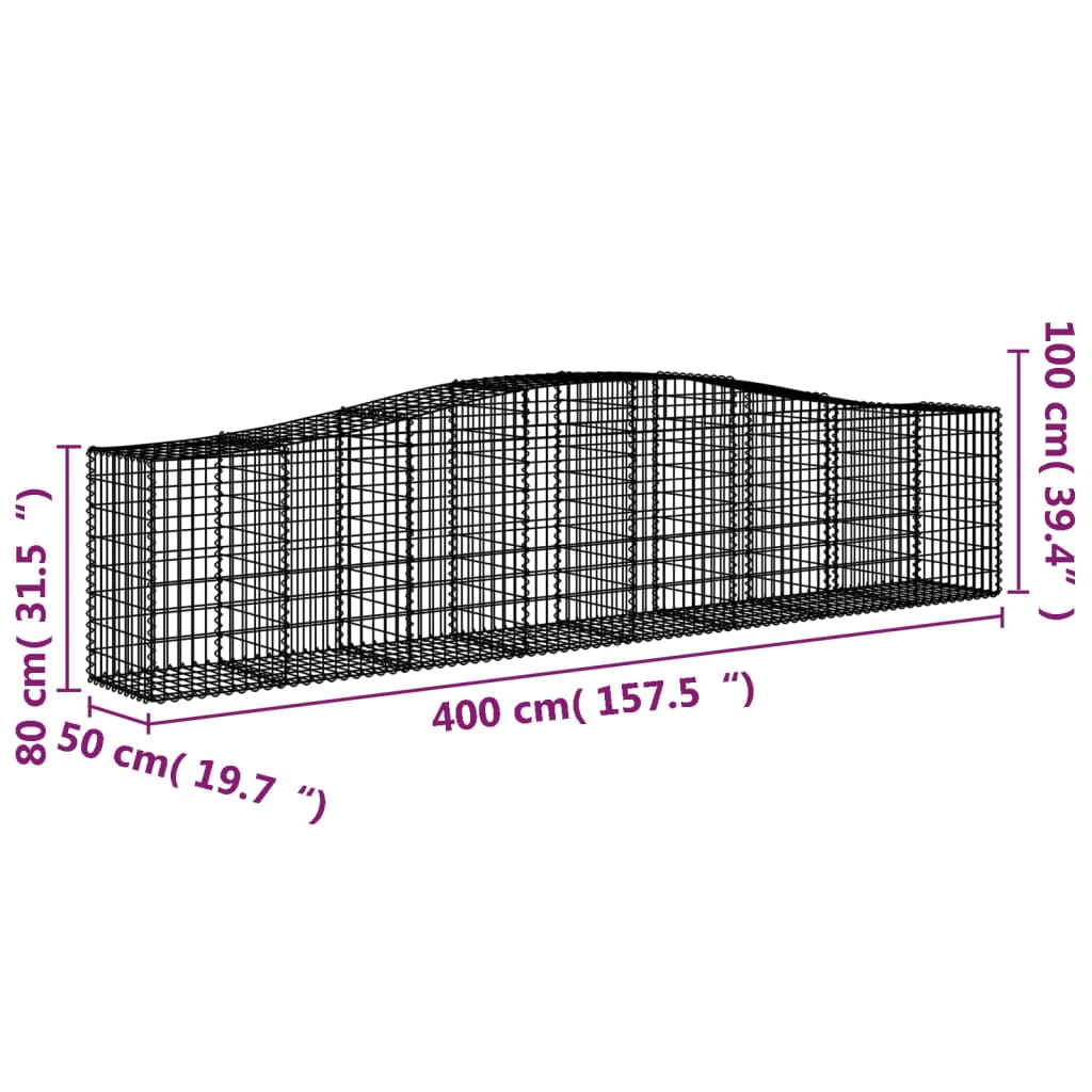 Schanskorven 7 St Gewelfd 400X50X80/100 Cm Gegalvaniseerd Ijzer 400 x 50 x 80/100 cm
