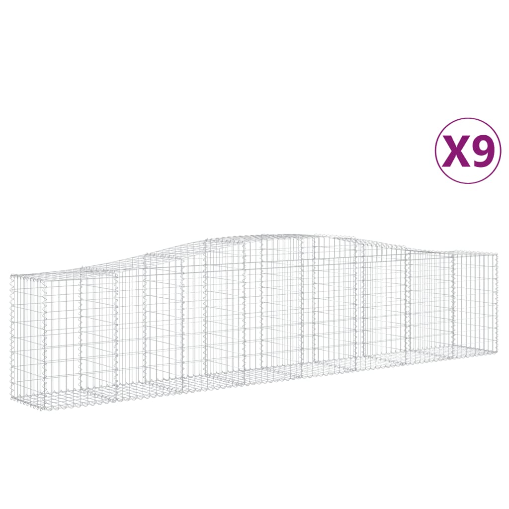 Schanskorven 9 St Gewelfd 400X50X80/100 Cm Gegalvaniseerd Ijzer 400 x 50 x 80/100 cm