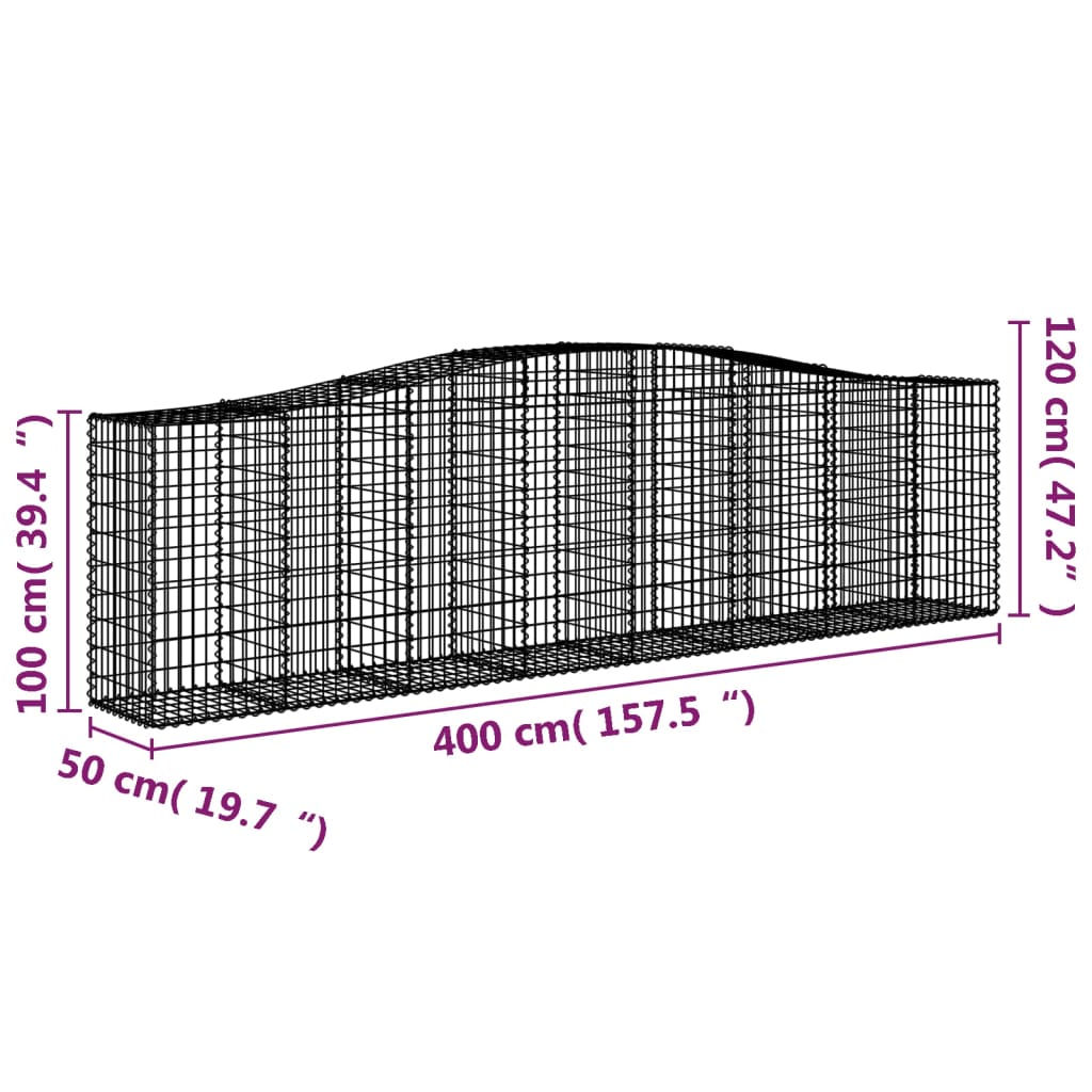 Schanskorven 20 St Gewelfd 400X50X100/120 Cm Ijzer 400 x 50 x 100/120 cm