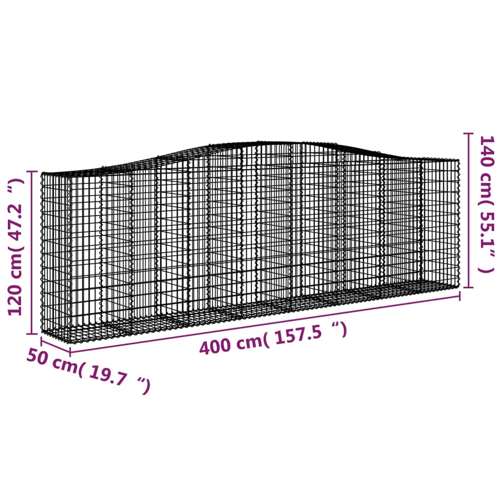 Schanskorven 6 St Gewelfd 400X50X120/140 Cm Ijzer 400 x 50 x 120/140 cm