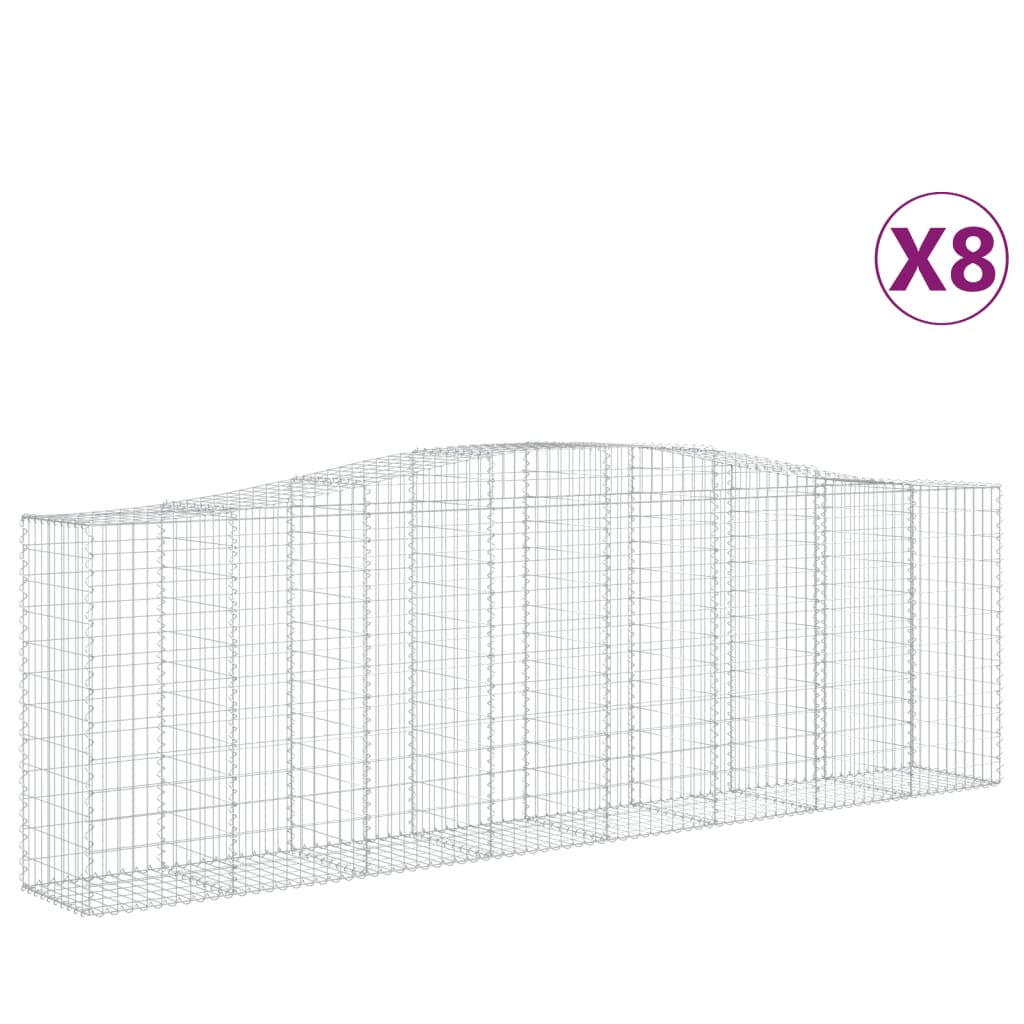 Schanskorven 8 St Gewelfd 400X50X120/140 Cm Ijzer 400 x 50 x 120/140 cm