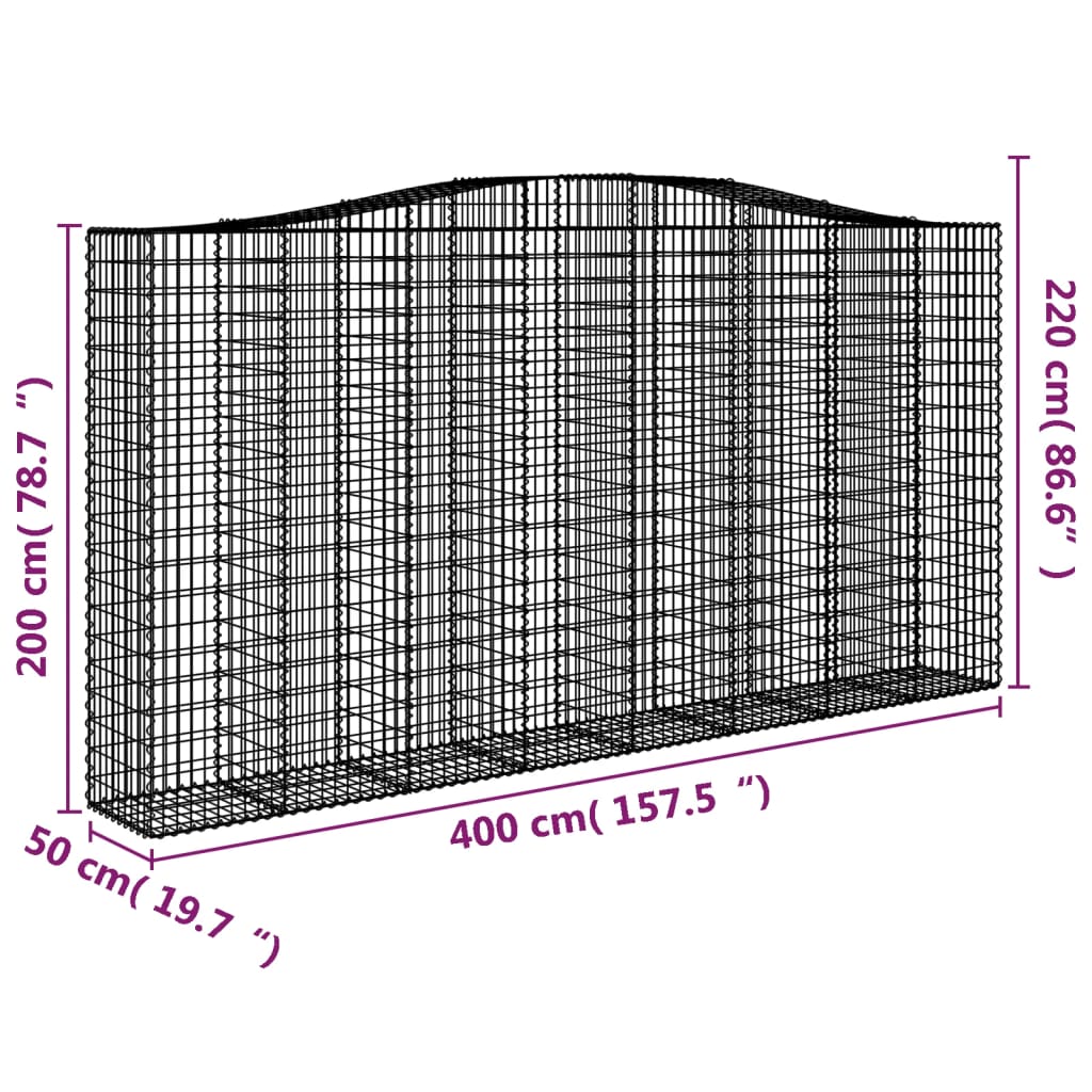 Schanskorven 2 St Gewelfd 400X50X200/220 Cm Ijzer 400 x 50 x 200/220 cm
