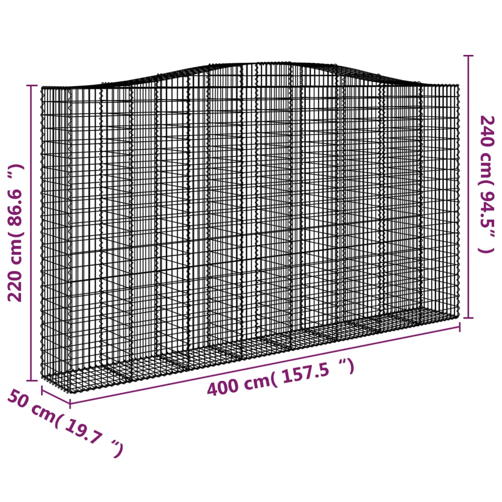 Schanskorven 2 St Gewelfd 400X50X220/240 Cm Ijzer 400 x 50 x 220/240 cm