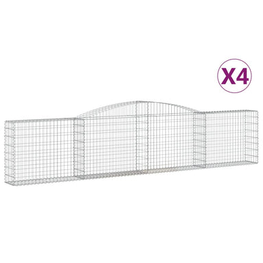 Schanskorven 4 St Gewelfd 400X30X80/100 Cm Ijzer 400 x 30 x 80/100 cm