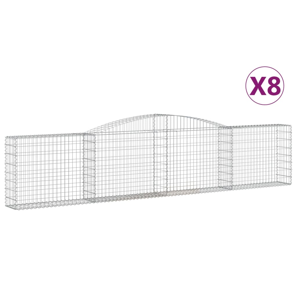 Schanskorven 8 St Gewelfd 400X30X80/100 Cm Ijzer 400 x 30 x 80/100 cm