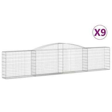 Schanskorven 9 St Gewelfd 400X30X80/100 Cm Ijzer 400 x 30 x 80/100 cm