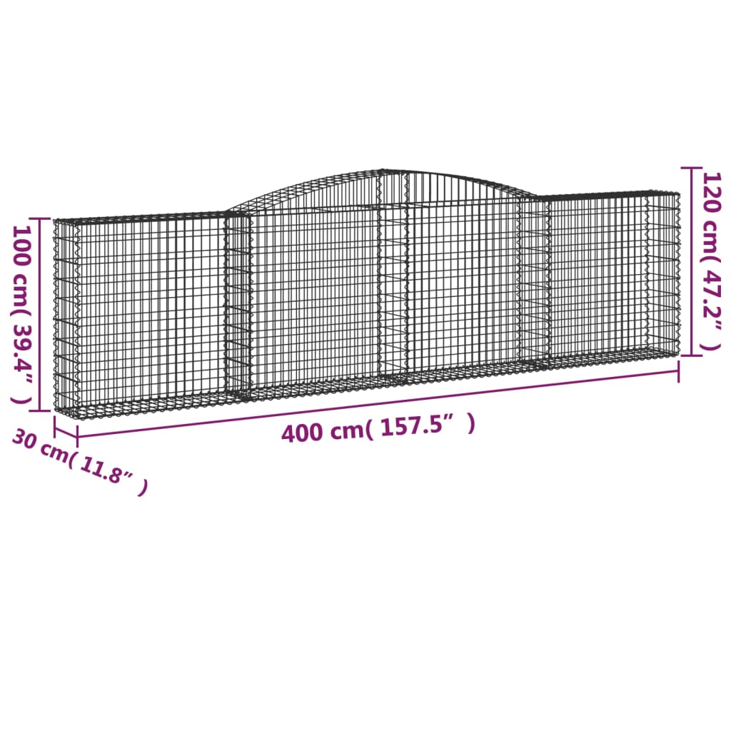 Schanskorven 10 St Gewelfd 400X30X100/120 Cm Ijzer 400 x 30 x 100/120 cm