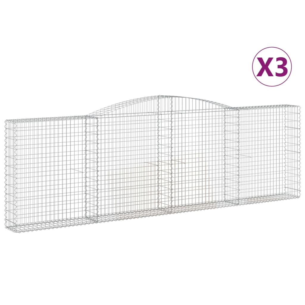 Schanskorven 3 St Gewelfd 400X30X120/140 Cm Ijzer 400 x 30 x 120/140 cm
