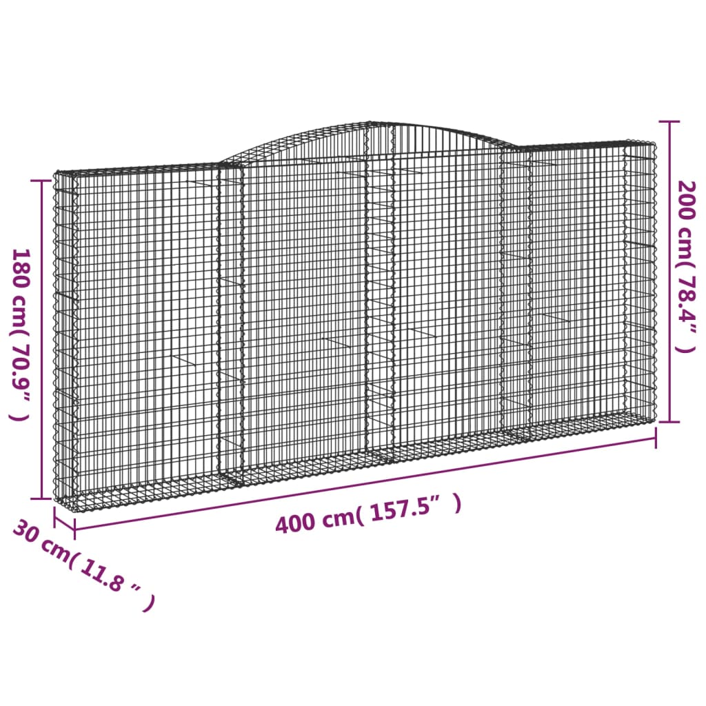 Schanskorven 2 St Gewelfd 400X30X180/200 Cm Ijzer 400 x 30 x 180/200 cm