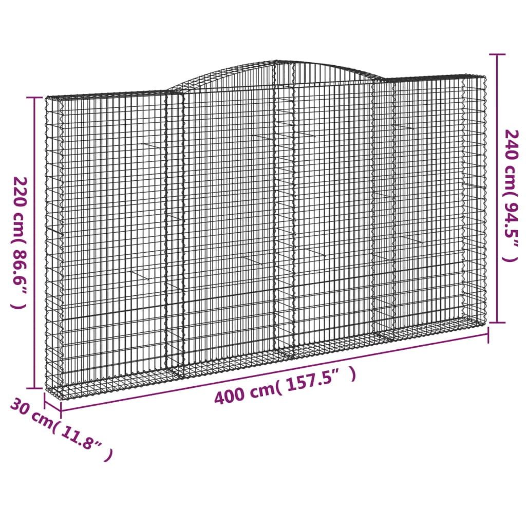 Schanskorven 2 St Gewelfd 400X30X220/240 Cm Ijzer 400 x 30 x 220/240 cm
