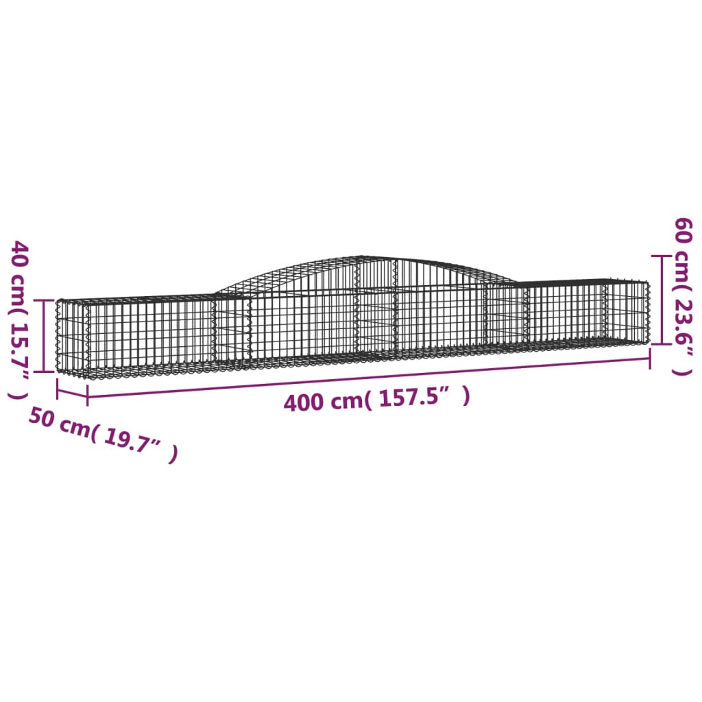 Schanskorven 5 St Gewelfd 400X50X40/60 Cm Ijzer 400 x 50 x 40/60 cm
