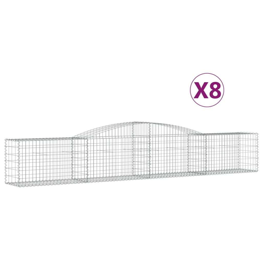 Schanskorven 8 St Gewelfd 400X50X60/80 Cm Gegalvaniseerd Ijzer 400 x 50 x 60/80 cm