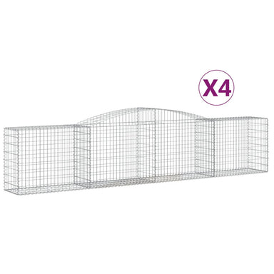 Schanskorven 4 St Gewelfd 400X50X80/100 Cm Gegalvaniseerd Ijzer 400 x 50 x 80/100 cm