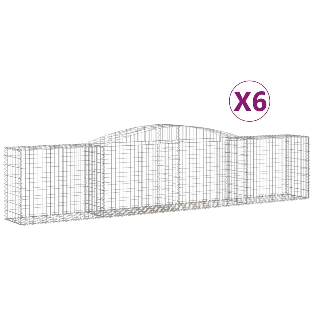 Schanskorven 6 St Gewelfd 400X50X80/100 Cm Gegalvaniseerd Ijzer 400 x 50 x 80/100 cm