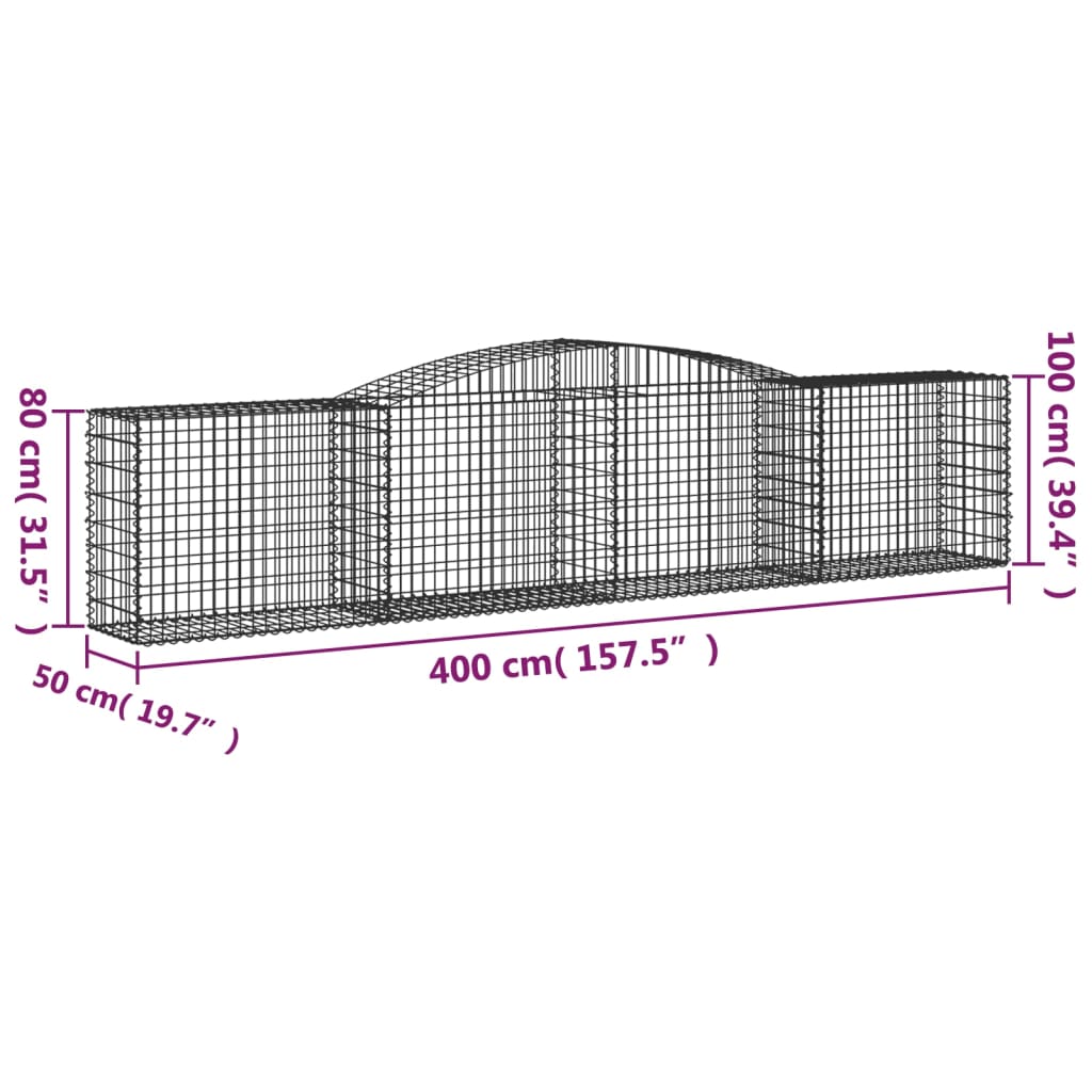 Schanskorven 6 St Gewelfd 400X50X80/100 Cm Gegalvaniseerd Ijzer 400 x 50 x 80/100 cm