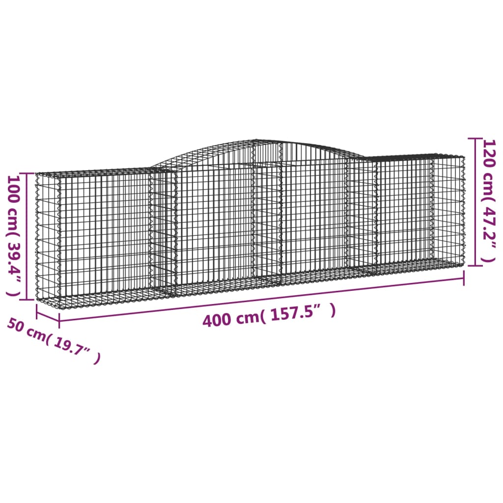 Schanskorven 2 St Gewelfd 400X50X100/120 Cm Ijzer 400 x 50 x 100/120 cm